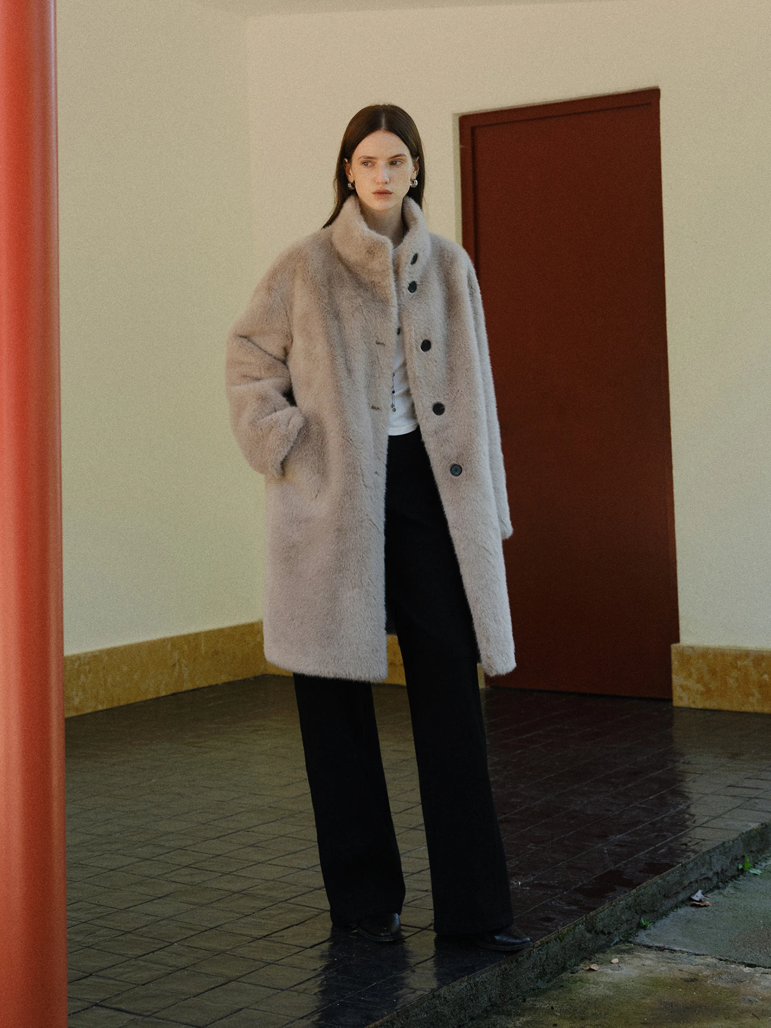 ZIQIAO الكورية نمط الوقوف طوق فو المنك معطف للنساء 2025 شتاء جديد نمط فو الفراء معطف دافئ لينة مريحة الشارع الشهير #5