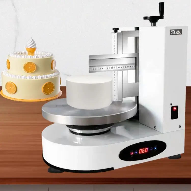 Automatic birthday round cake icing decorating cream spread plaster smoothing coating smoother cnc frosting fill making machines