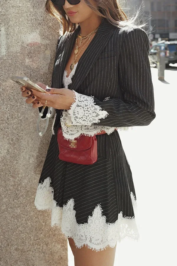 بدلة أوروبية وأمريكية للخريف والشتاء بدلة عصرية جديدة INS فستان كاجوال فضفاض طقم نسائي مكون من قطعتين #2