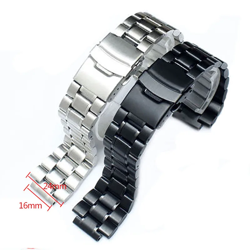 Steel Bracelet for men\'s TIMEX T2N720 T2N721 TW2R55500 T2N721 watch strap 24*16mm lug end silver black stainless watchband strap