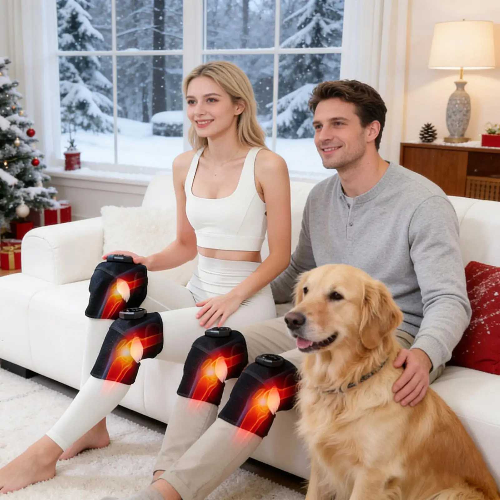 

Heated Knee Massager Warmers Brace 5 Vibration Modes Knee Heat Massager With Adjustable Strap For Women Grandma Grandpa Dad Mom