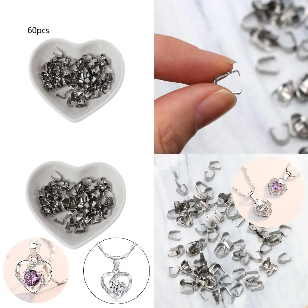 

60Pcs Beads Pinch Clip Clasp Bail Hooks Small Necklace Clasps Pendant Charms Clasps Crafting Jewelry Making Findings