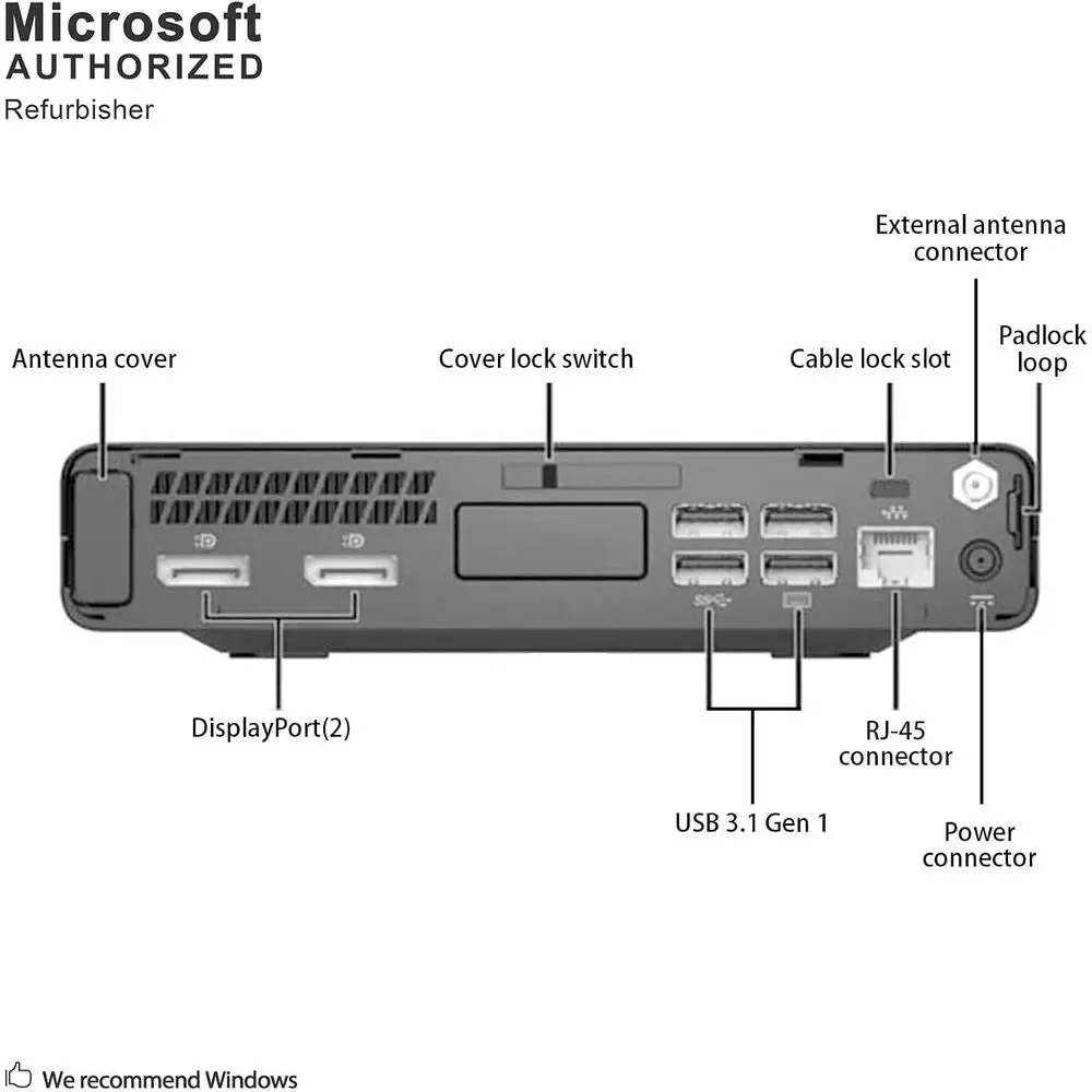 Pacote de PC Desktop com Monitor HD de 27 Polegadas Recondicionado, Intel i7-6700, 16GB de RAM, 512GB SSD, Windows 11 Pro