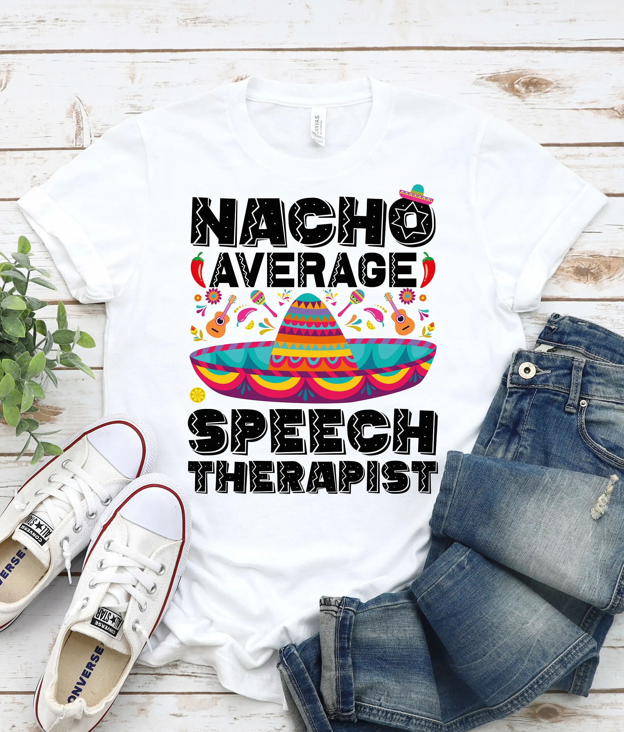 Nacho Средний речетерапевт, языковой патолога, футболка с пятью буквами, Slp терапия, учитель Slpa