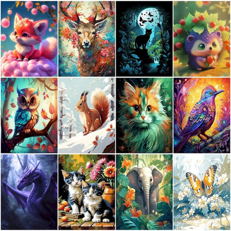 

RUOPOTY Painting By Numbers With Frame Animals Handpainted Acrylic Paints On Canvas Oil Art Watercolor Digital Home Decoration