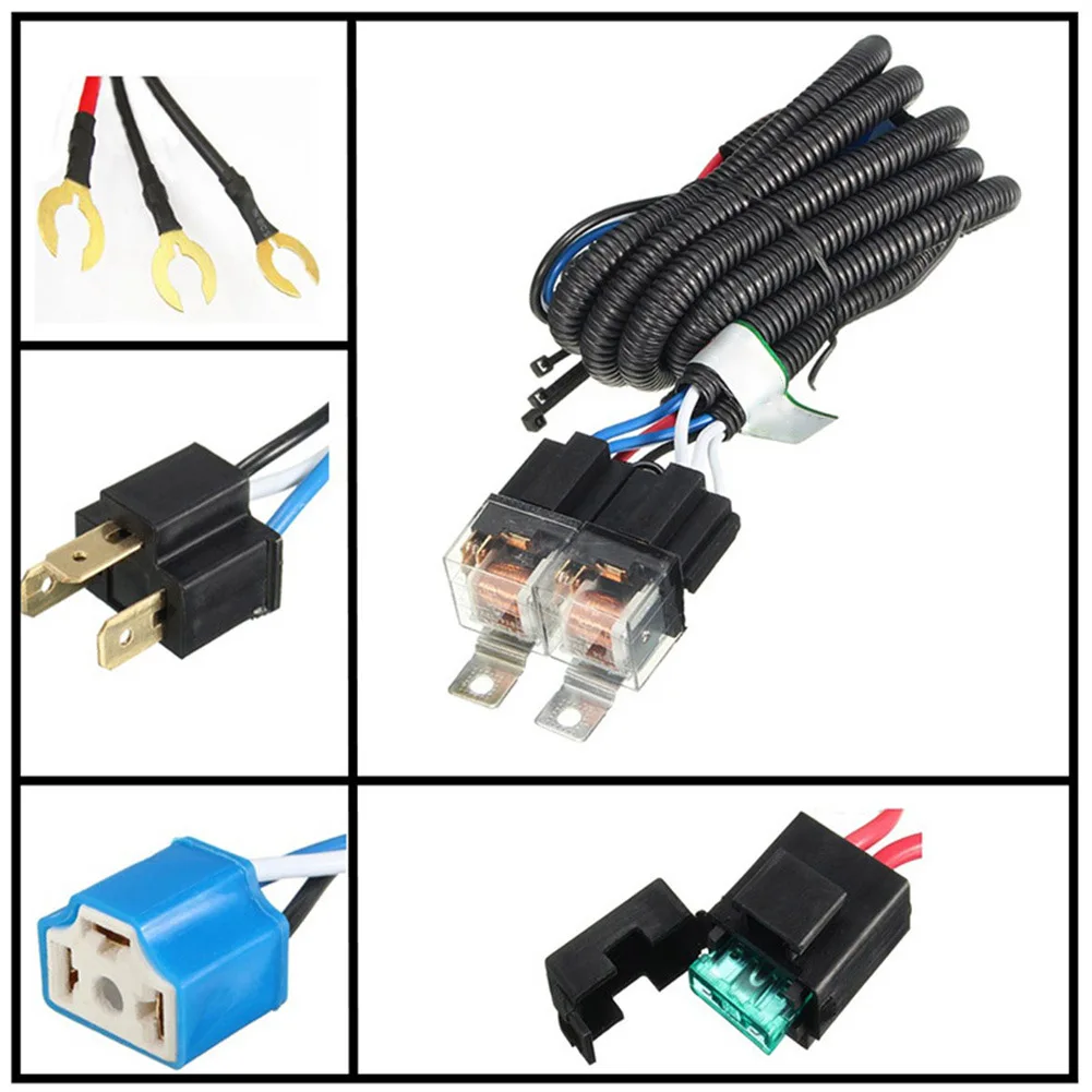 Wiring Harness Relay Left/Right/Front 12V 2-Headlight Light 100W/90W 80A Bulb Ceramic H4 Headlamp Heavy Trucks
