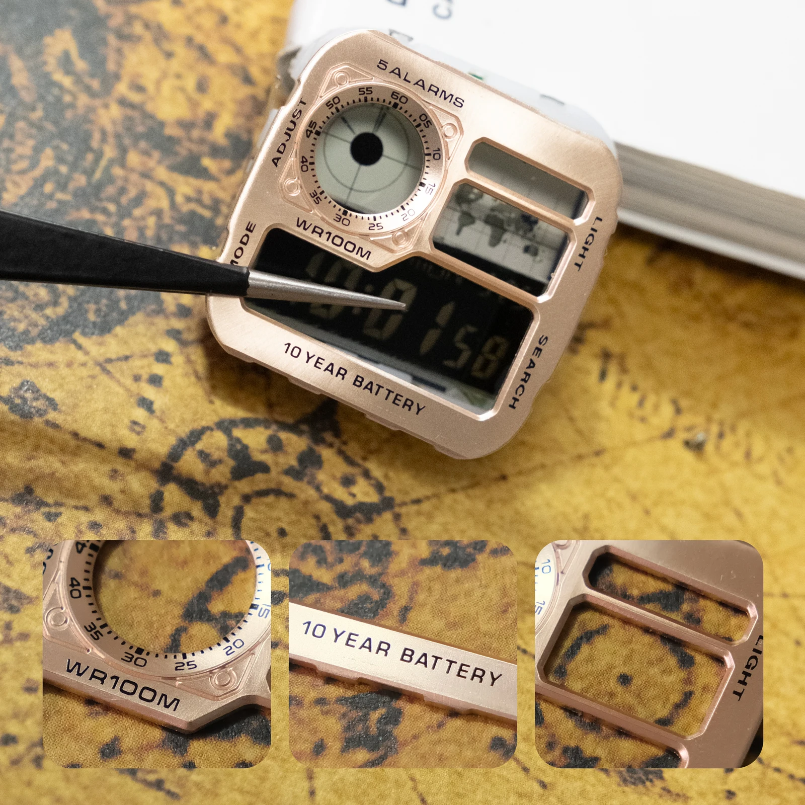 For Casio AE1200 Dial Modification Metal Japanese Copper Sunray Texture 3299 Movement AE-1200 Watch Faceplate Accessories view 2