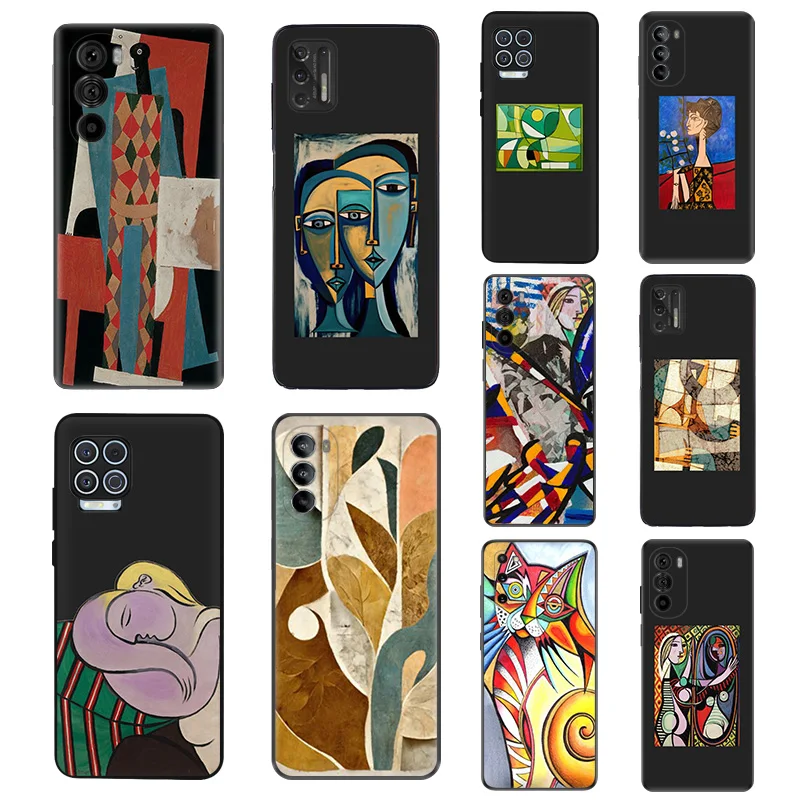 Soft Silicone Phone Case For Moto Edge 30 40 20 G9 G73 G53 G72 G52 G32 G22 G71 G60 G51 G50 Picasso Painting Matte Protect Cover