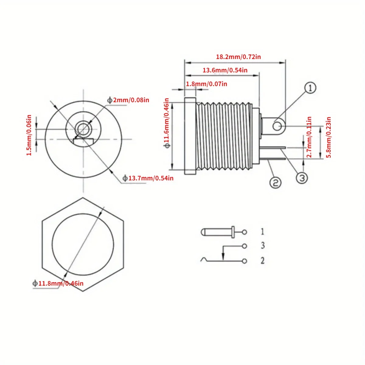 Durable 10Pcs DC Power Plug Male Female Jack Socket Nut Panel Mount Connectors Set 5.5x2.1mm 3.5x1.3mm 2.1 2.5mm Connector