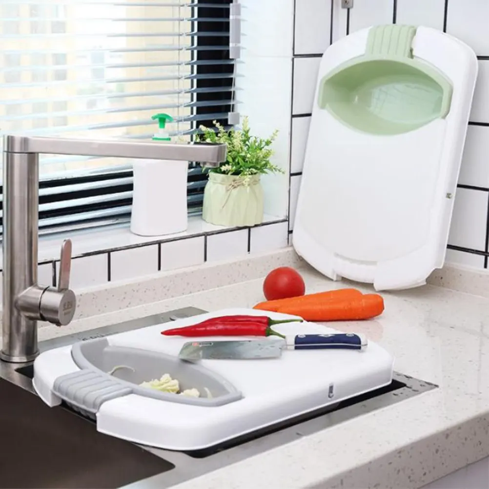 

1Pcs Multifunctional Cutting Board with Drain Basket Retractable Design Extends to Fit Most Sinks Saves Counter Space Non Slip