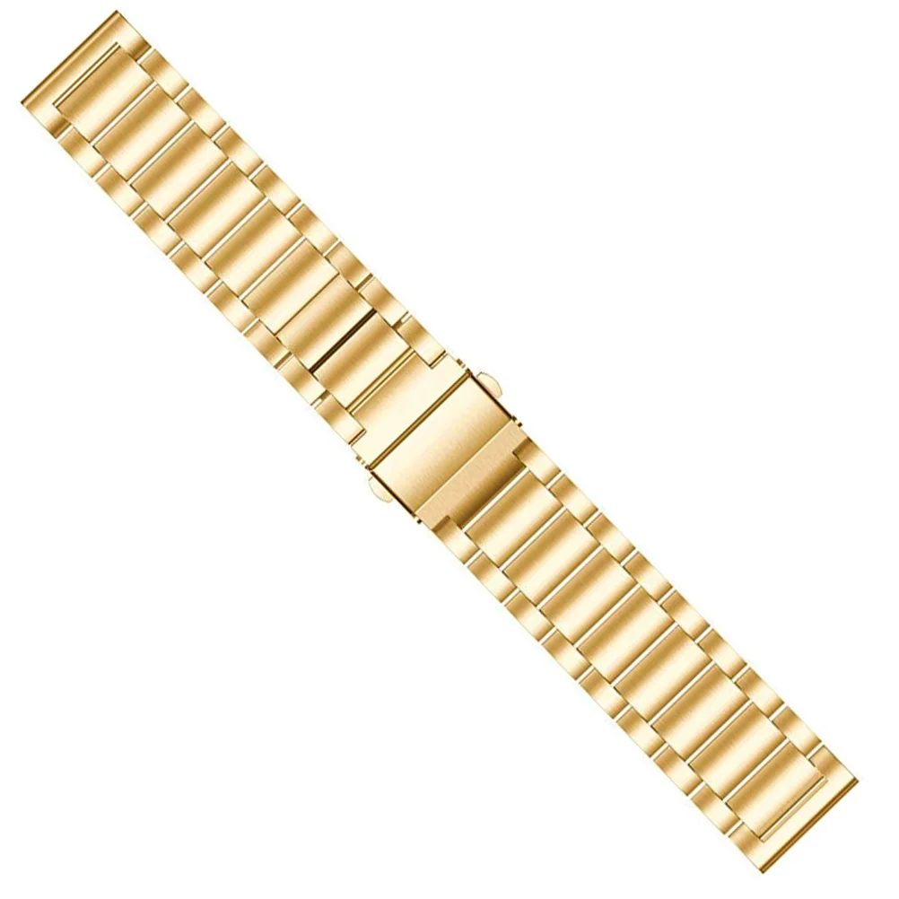 

Stainless Steel Watch Strap Golden Buckle Chain Style Comfortable Metal Watch Replacement Strap for 3