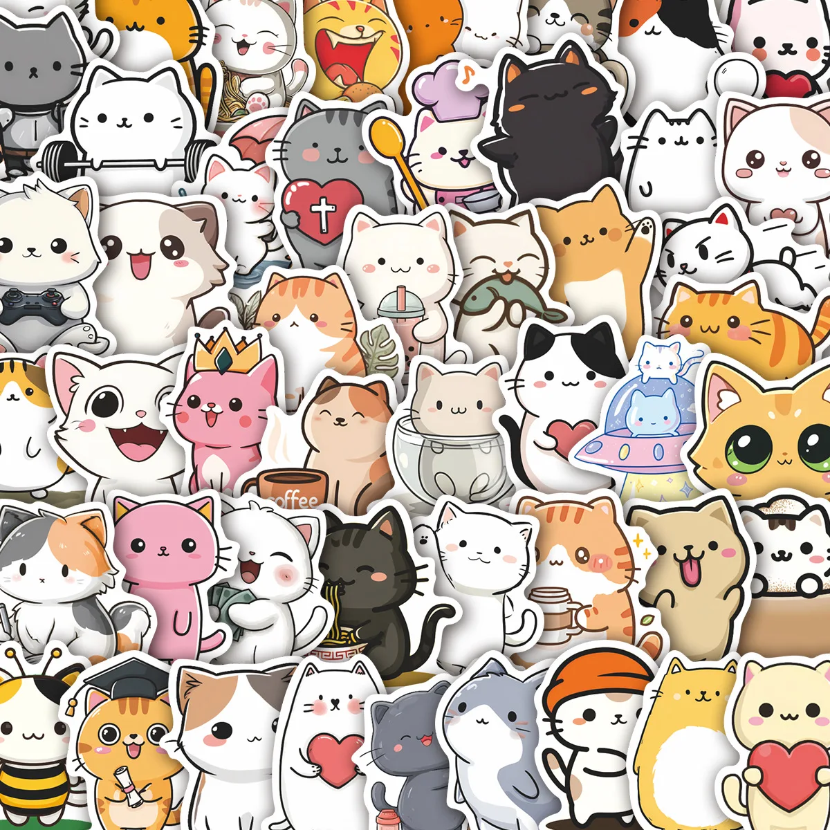 

10/50PCS Cartoon Cat Graffiti Stickers Exquisite Animal Fashion DIY Toys Secret for Bottle Scrapbook Travel Bag Aesthetic Decals
