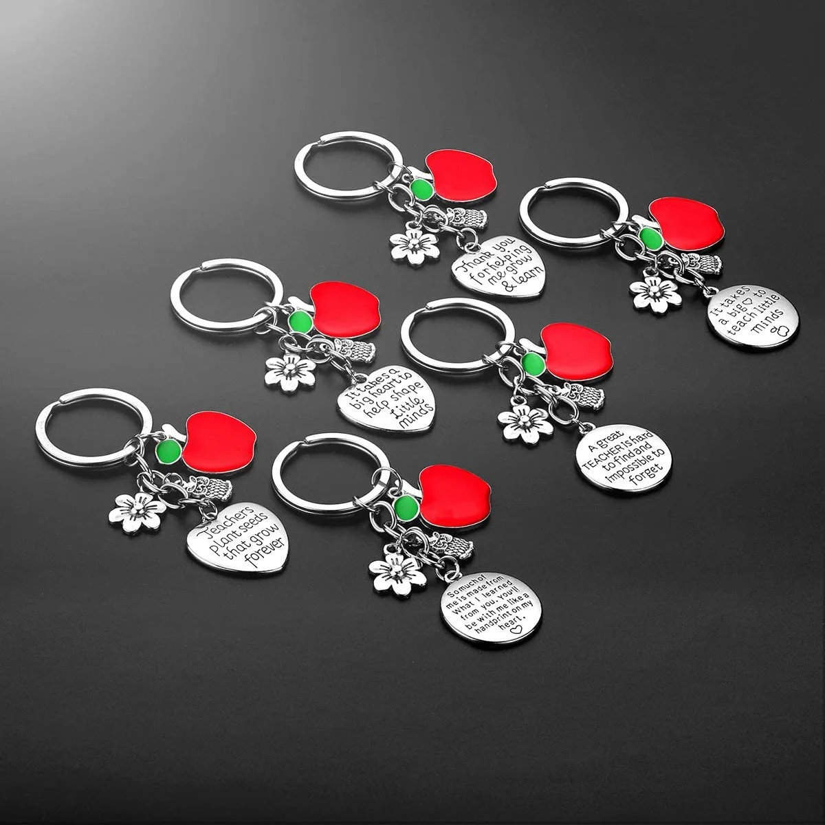 EF-6 peças chaveiro do professor para mulheres homens presentes de agradecimento do professor presente de agradecimento coração charme jóias chaveiros conjunto