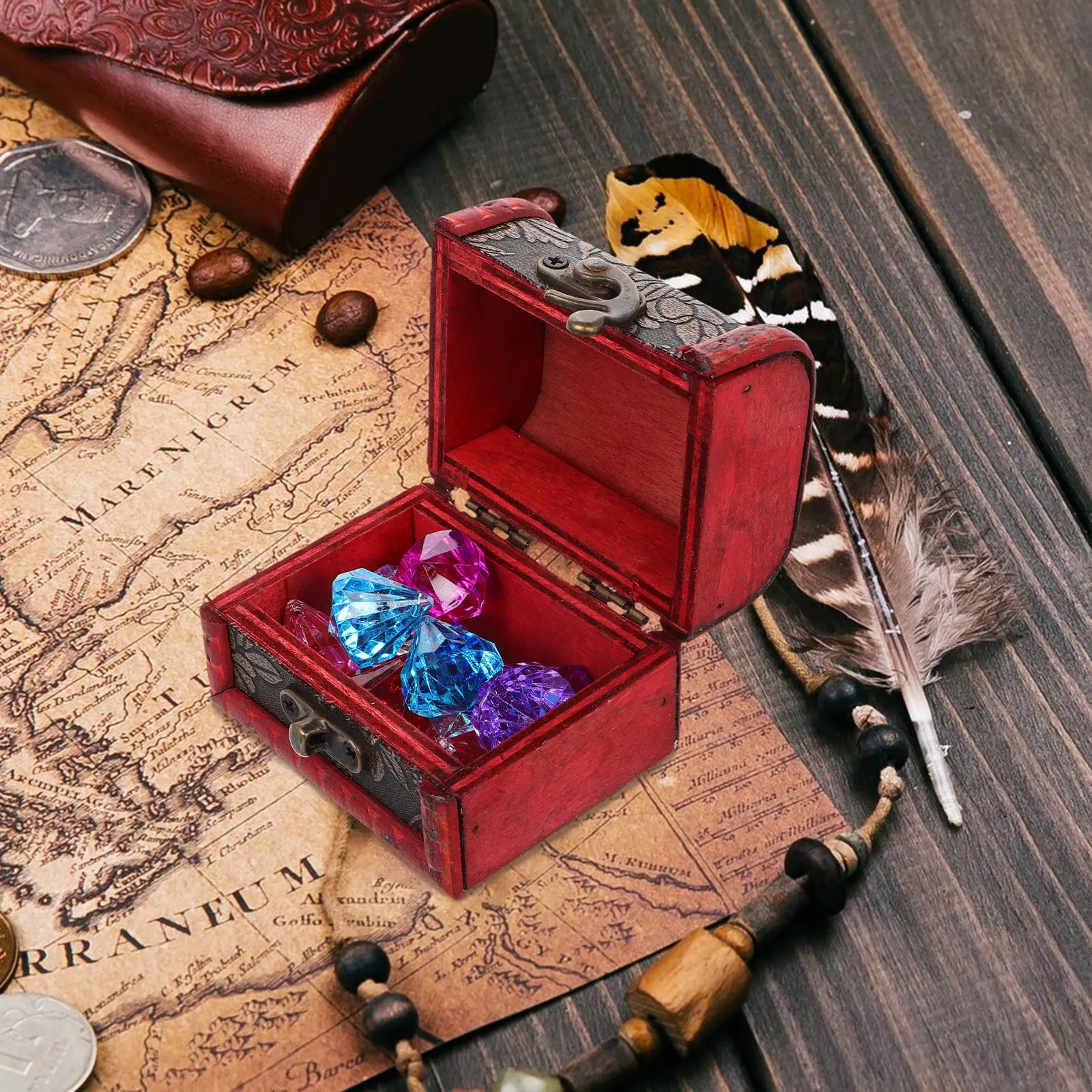 

1Set Pirate Treasure Chest Storage Case for Kids Imaginative Play Birthday Gift Decorative Retro Treasure Box Game Prop
