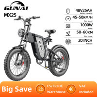 GUNAI MX25 Electric Bicycle 1000W 48V 25AH Electric Bike 4.0*20 Inch Fat Tires Off-Road Ebike Adults Cycling Mountain Bike