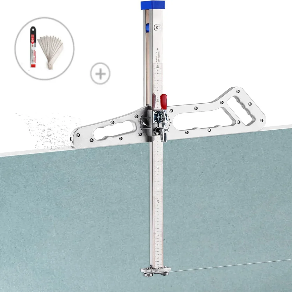 Aluminum alloy Drywall Cutting Tool, Foldable Drywall Cutter, Hand Push gypsum Board Cutter,  with 10pcs Spare Blades