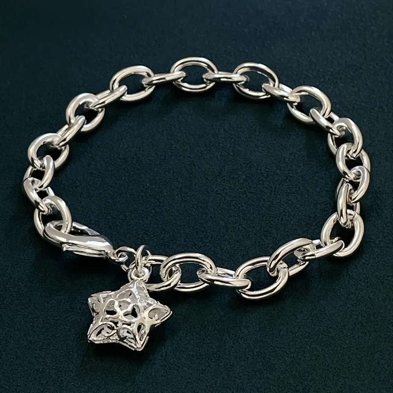 

Charms 925 sterling Silver Buckle Star chain Bracelet for women lady men Hot y2k style Fashion Gifts Street Versatile Jewelry