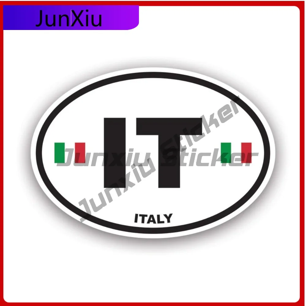 Italy Oval Sticker Uv Protected Decals Italian Flag Country Code Euro It V1 State Flag Patriotic Car Sticker Vinyl Decal Round