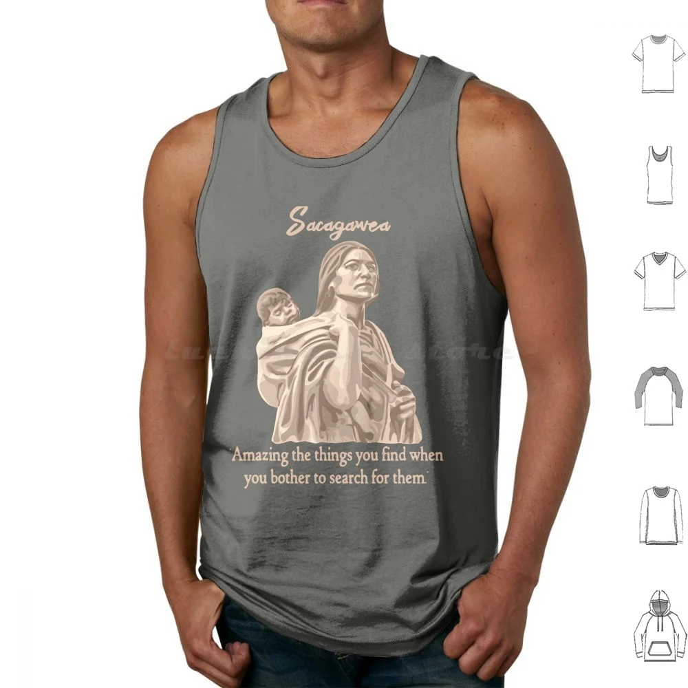Sacagawea Portrait Tank Tops Print Cotton Sacagawea Mountain Lewis And Clark History Hiking Native Indian Climbing Montana