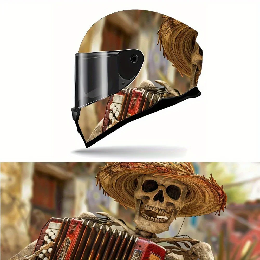 

Очаровательный музыкальный череп, графический мотоциклетный шлем, виниловая наклейка, украшение для шлема, водонепроницаемая самоклеящаяся защита шлема