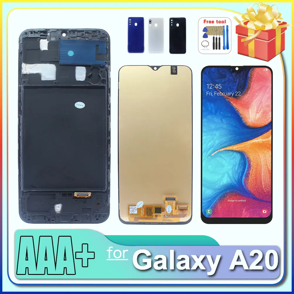 Дисплей Super AMOLED LCD для Samsung Galaxy A20, сенсорный экран в сборе, замена для Samsung A20 A205 A205U A205F