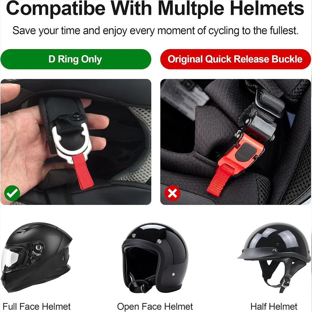 Universal Motorcycle Helmet Double D Buckle/Replacement Buckle/Quick Release Buckle Fit Motorcycle Full Helmet Buckle Kit