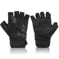 Guantes de Fitness de cuero para levantamiento de pesas, protectores de muñeca antideslizantes, guantes de entrenamiento para hombres y mujeres