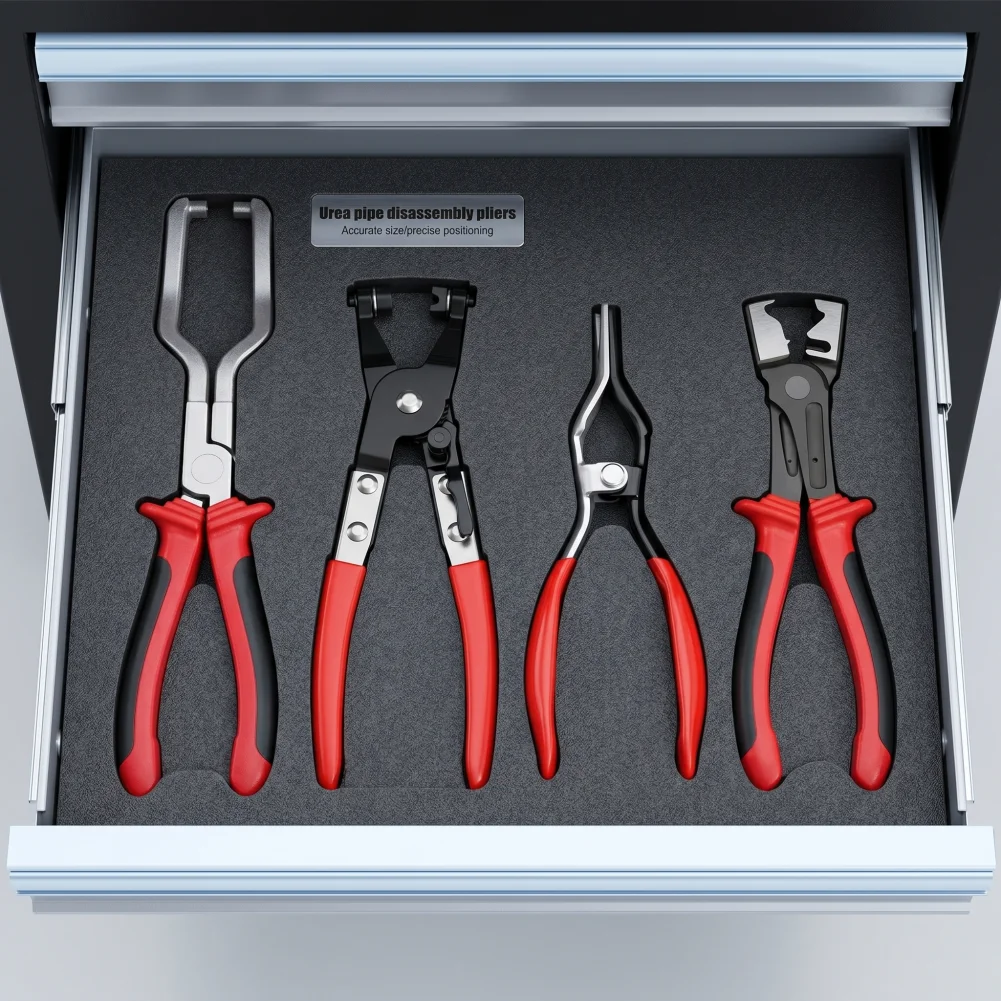 

High Carbon Steel Pliers 4 Pcs Automotive Repair Pliers Set Heavy Duty Carbon Steel Hose Clamp Tools Ergonomic Handle Fuel Line