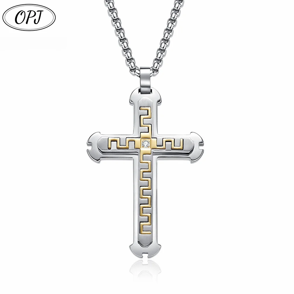 Customized Men's Stainless Steel Cross Pendant Necklace Factory Direct Multi-Color Choice Fashionable Religious