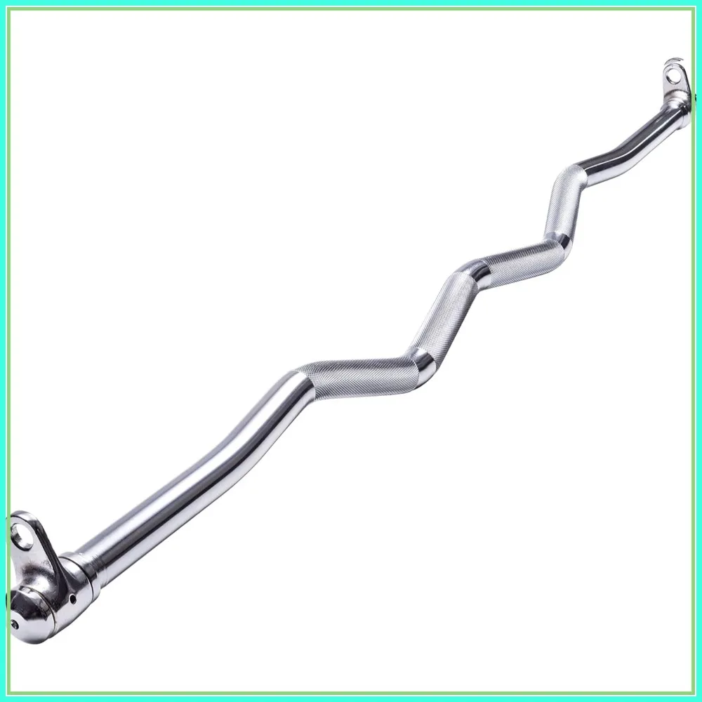 

48" Straight Ez Curl Lat Pull Down Bar with Revolving Double Hook for Dual Pulley Cable Machines, Functional Trainer Attachment