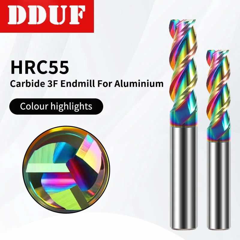 Dduf hrc55 3f חותך כרסום עץ אקריליק נחושת כלי חיתוך פלסטיק מכונת כרסום