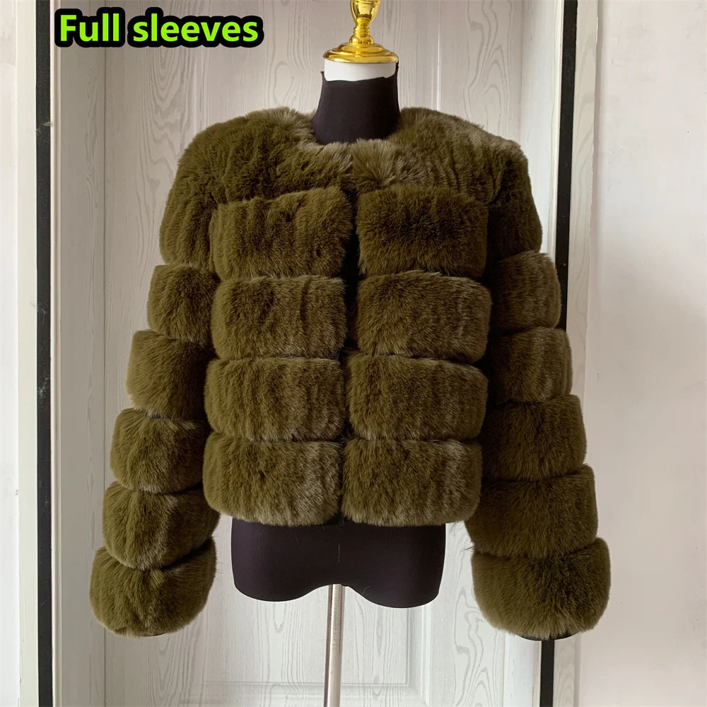 Women's Fashion Faux Fur Coat Super Hot Autumn Winter Women Short Faux Fox Fur Fluffy Jacket High Quality 7XL Ladies Furry Coats image 3