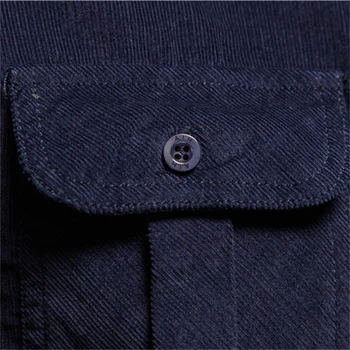 2021 New Single Breasted 100% Cotton Men's Shirt Business Casual Fashion Solid Color Corduroy Men Shirts Autumn Slim Shirt Men 4