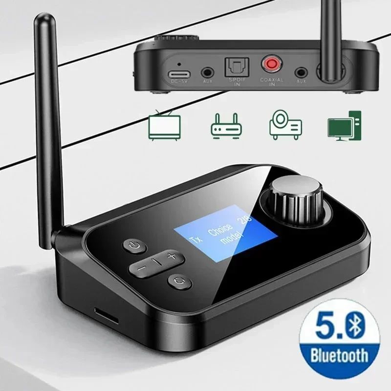 C41 Bluetooth 5.0 Audio Transmitter Receiver Stereo Optical Coaxial AUX 3.5mm Jack RCA Wireless Adapter TV PC Car Speaker