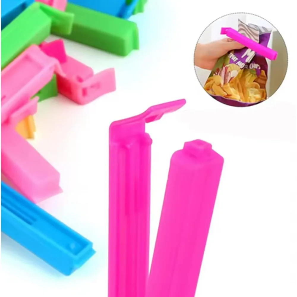 مشابك إغلاق الأكياس المحمولة، 10 قطع من مشابك الرطوبة والغبار القابلة لإعادة الاستخدام لتنظيم مكتب المطبخ، لون عشوائي #2