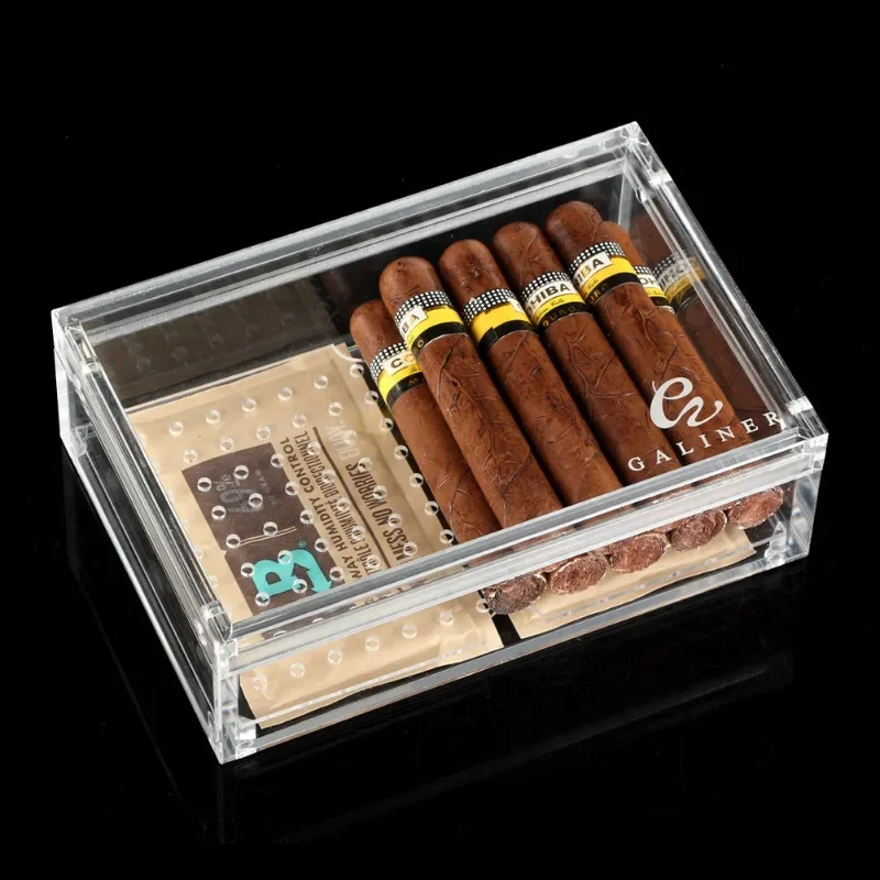 Food-Grade Acrylic Cigar Humidor Aging Storage Box, Stackable Cigar Room Cabinet