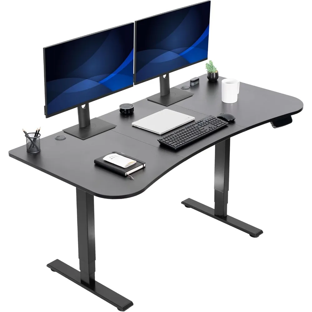 

Electric 63 x 32 in Standing Desk, Memory Height Adjustment, 176 lb Frame Support, 2E Series, Black Top Black Frame, DESK-KIT-2