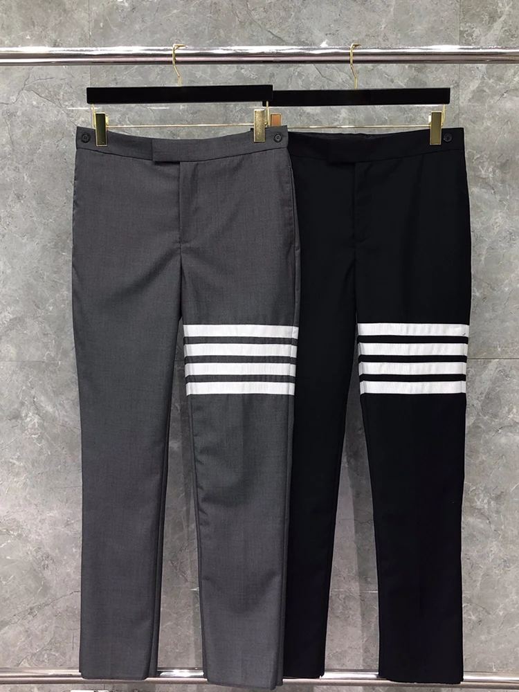 

Trendy Korean Sle Men's ey Casual Straight Leg Pants Faionable Urban Youth Long Trousers Time Breathe Brand