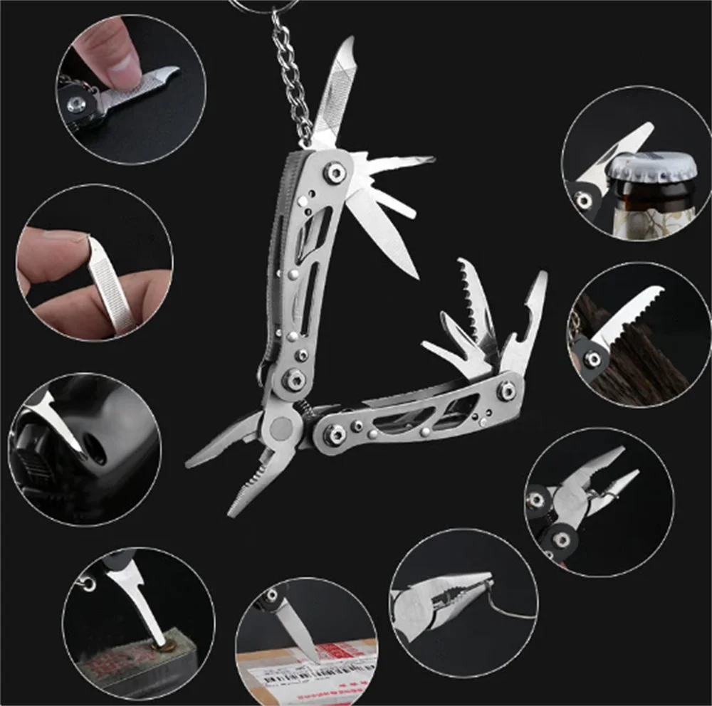 Portable Pocket Multitool 420 Stainless Steel Multitool Pliers Knife Screwdriver for Outdoor Survival Camping Hunting and Hiking