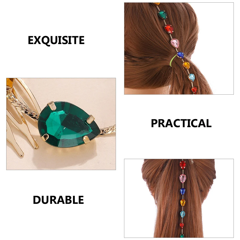 

Delicate Shiny Rhinestone Chains Tassel Clip Headpiece For Women Sparkly Crystal Accessories Long Hair Jewelry For Party
