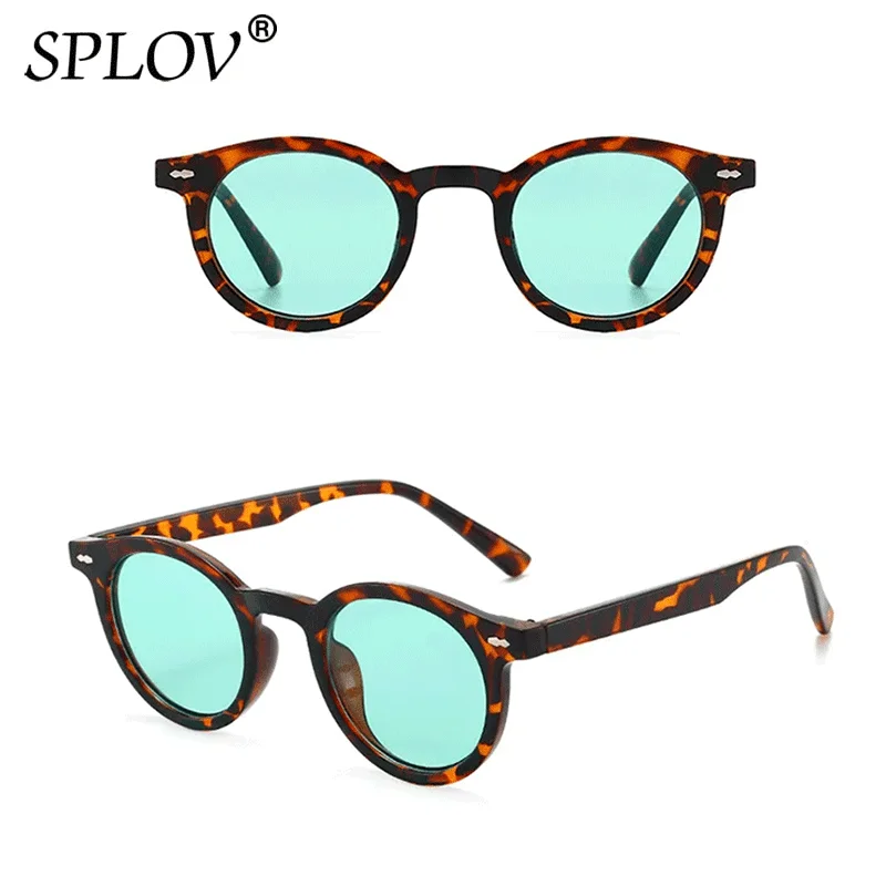 Fashion Round Sunglasses Men Women Brand Designer Retro Small Frame Classic Glasses Lady Eyewear Black Leopard Green Blue UV400