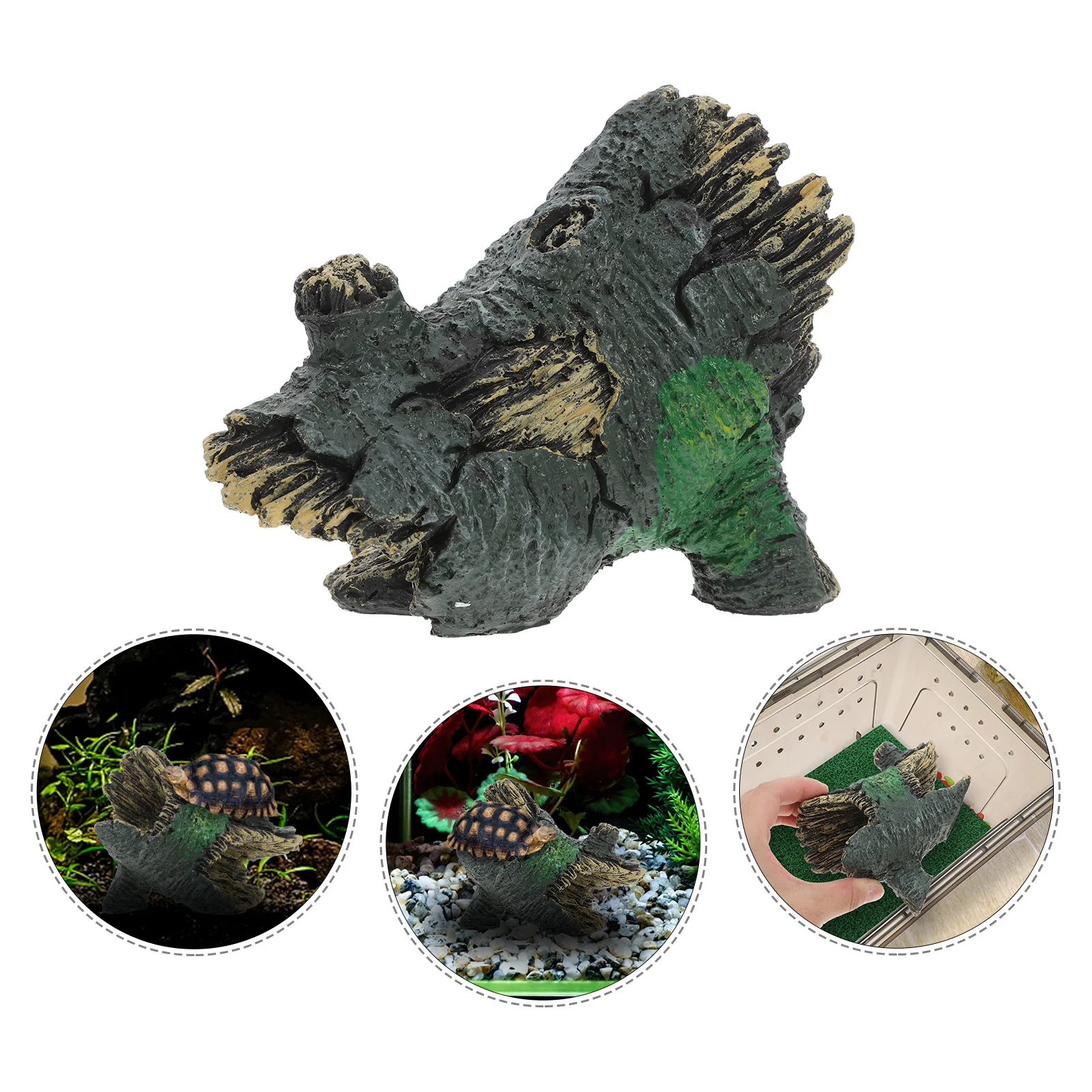 

Reptile Cave Hideout Resin Tree Trunk Design for Lizard Gecko Small Tank Accessories Aquarium Hideout