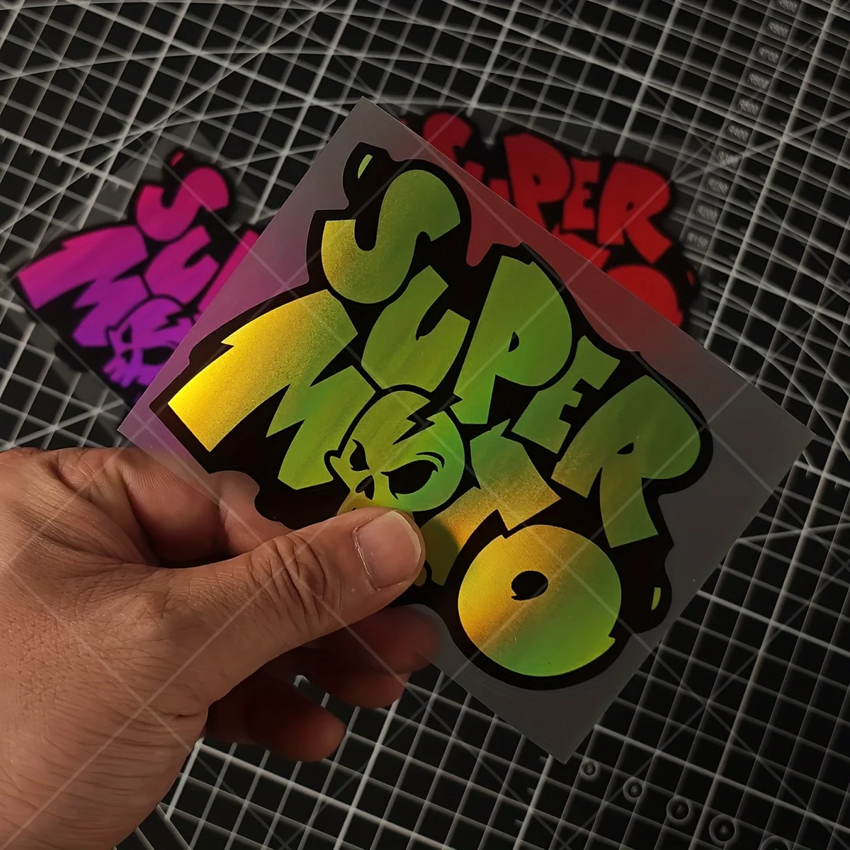 

Bold lettering Motorcycle, Scooter Superbike Reflective Sticker Neon Pink Green Purple or gradual change