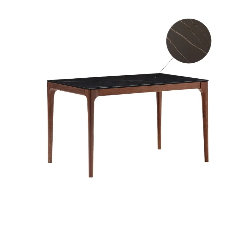 

Solid wood rock slab dining table North American black walnut table Light luxury Italian style dining table Chair