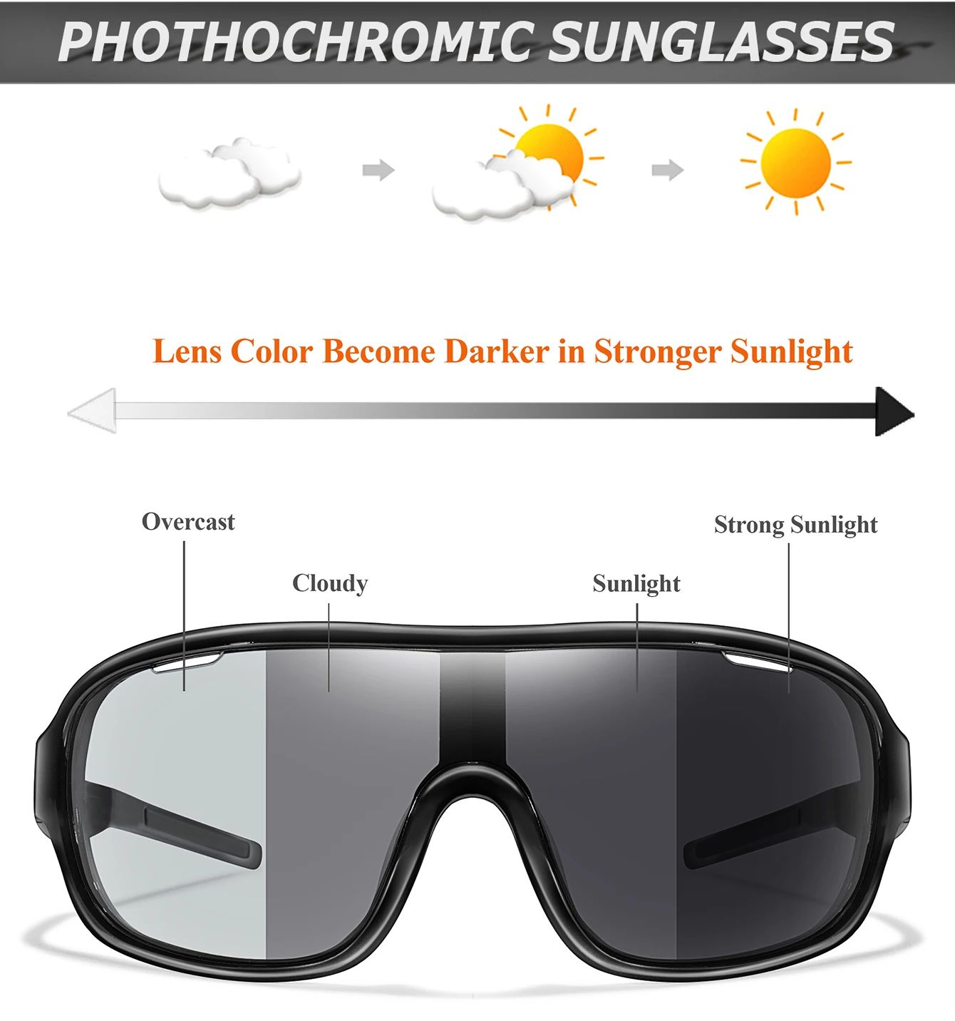 Trendy MARKE Photochrome Männer Frauen Klassische Brillen Sport Outdoor Straße Radfahren Angeln Sonnenbrille Männliche Fahrrad Brille – Detail 1