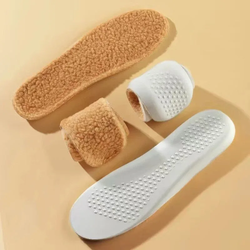 Thickening Latex Insole Winter Warm Soft Long-Sweat Absorption Deodorizing Lamb Wool Comfortable Shoe Pads
