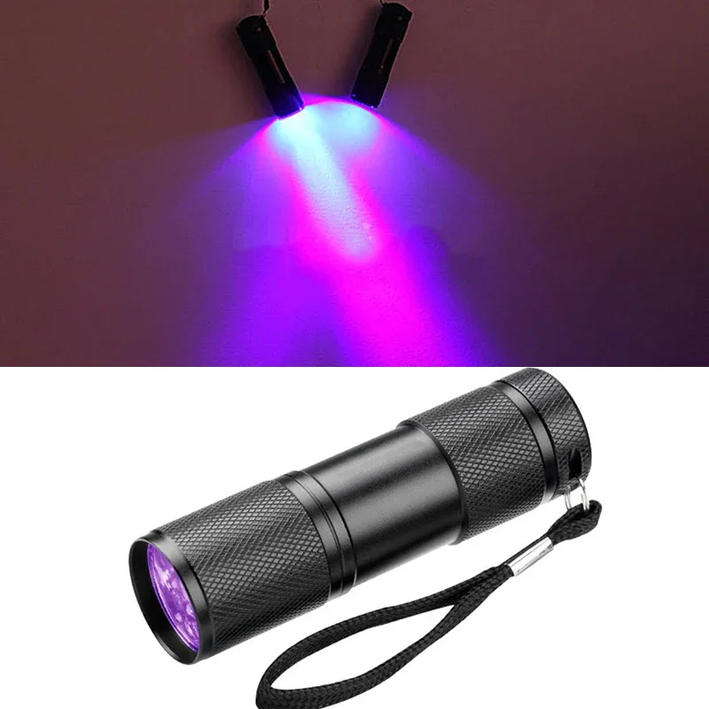 Mini Blacklight Invisible Ink Marker 21LED 12LED UV Ultra Violet LED Flashlight Torch Light 3xAAA Batteries powered