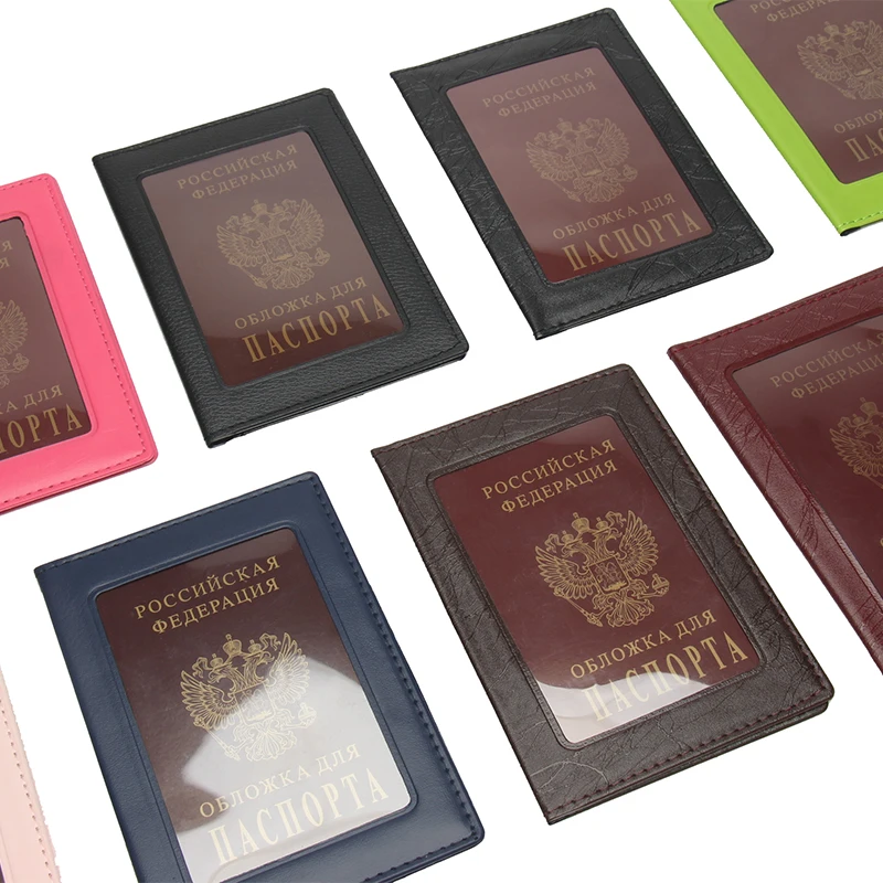 Russian passport holder transparent window multi-card ticket holder passport book hand-held short card holder passport holder