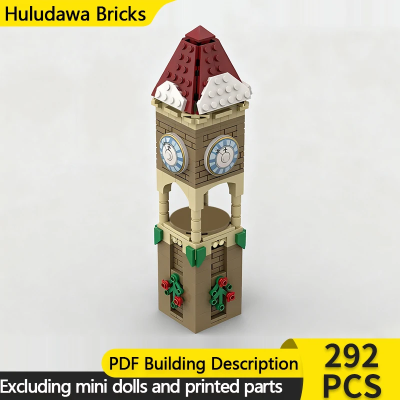 

Модель City Street View MOC, строительные кирпичи, зимние часы Glockenspiel, модульная технология, детские праздничные подарки, сборный игрушечный костюм