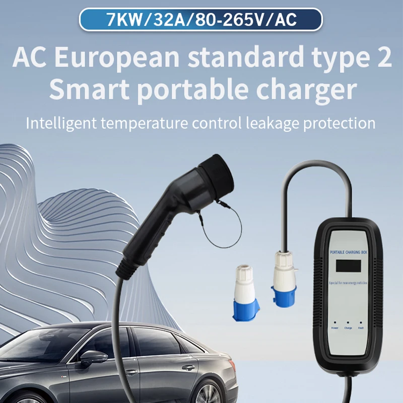 Type 2 7KW  Electric Car Charger Plug 32A AC EV Portable Charger IP67 EV Pile Fast Charging Station for Used Cars